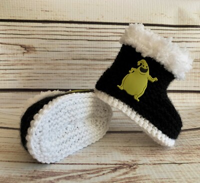 Baby handgestrickte Oogie Boogie Stiefeletten Stiefel Nightmare Before Christmas 0-12M