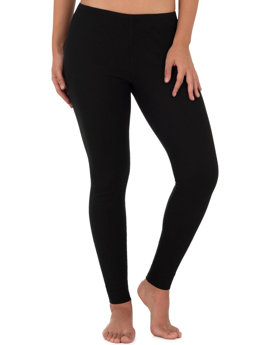 Fruit Of The Loom Ladies Black Waffle Thermal Leggings Long Johns