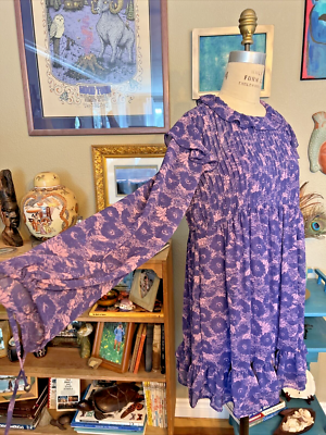 FREE PEOPLE PURPLE DRESS Babydoll Empire Waist Fairy Pixie Boho 90s NEW  $128 XS | eBay