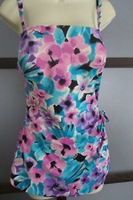 Vintage ROXANNE Swimsuit M 38C Tropical Skirted Hard Cups Union Made