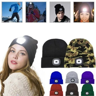 SPIONPROFI NEU Wintermütze Warme Mütze mit Led Licht Lampe für Fahrrad fahren, Joggen Z172