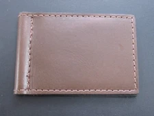 Money Clip Wallet, Leather, Cowhide, Brown, Mfg by Yoder Leather  (Y FB)