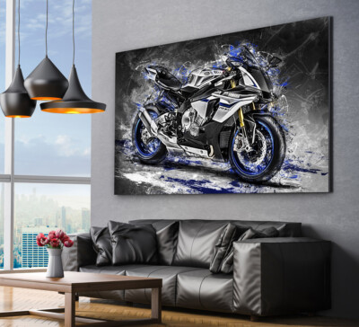 Motorrad Kunst Leinwandbild 90x60 Cm – Wandbild Auf Keilrahmen Direkt Vom Künstler