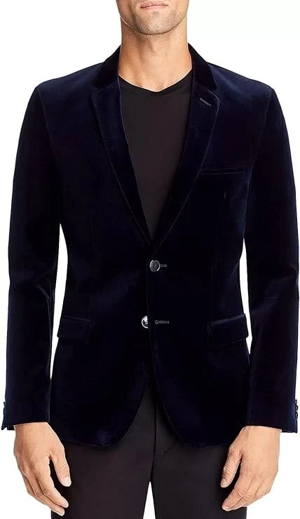 Hugo Boss Hombre Arti Azul Oscuro Terciopelo Extra Ajustado Chaqueta -Talla 40R -rt $595 Foto 4 de 4