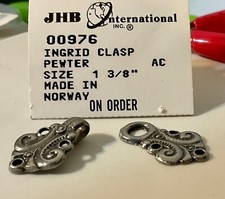 Vintage 1-3/8 inch Ingrid Pewter Clasp JHB International Hook Eye Closures