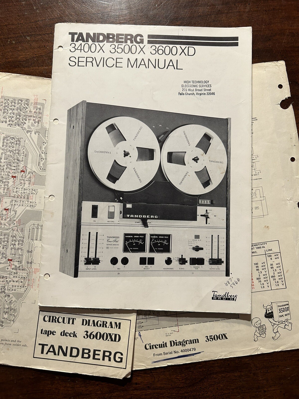 Tandberg 3400X 3500X 3600X Reel to Reel Service Manual Original Genuine