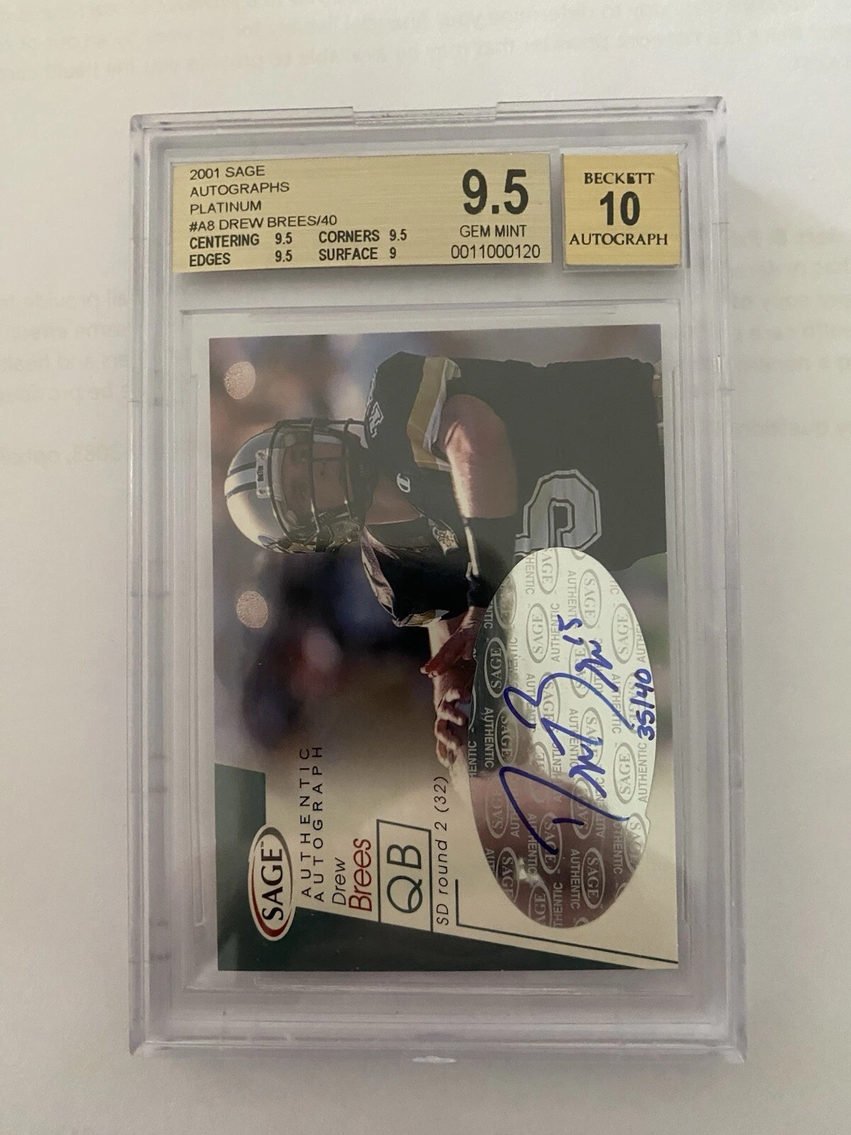Drew Brees SA-GE Autographs #A8 Platinum