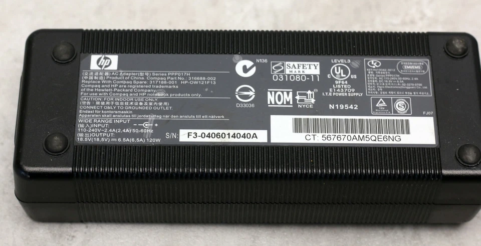 HP PPP017H, 316688-002, HP-OW121F13 Ladegerät Netzteil AC Adapter 18,5V / 6,5A - Bild 4 von 4