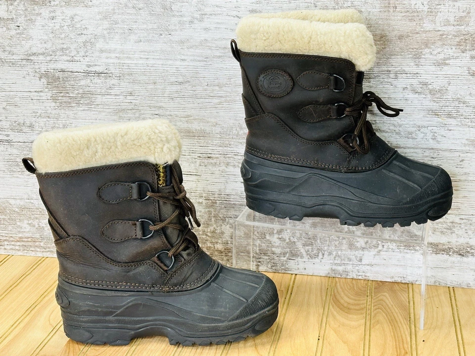 Kamik Canadá Botas de Nieve de Invierno Impermeables de Cuero Marrón Jóvenes Niños Talla 3 Foto 4 de 4