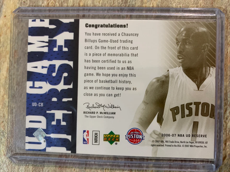 CHAUNCEY BILLUPS 2006-07 NBA UD RESERVE GAME USED JERSEY RELIC DETROIT PISTONS - Image 2 of 2