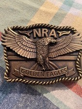 Vintage Brass NRA Golden Eagle Belt Buckle Made In USA Eagle NRA New In Package