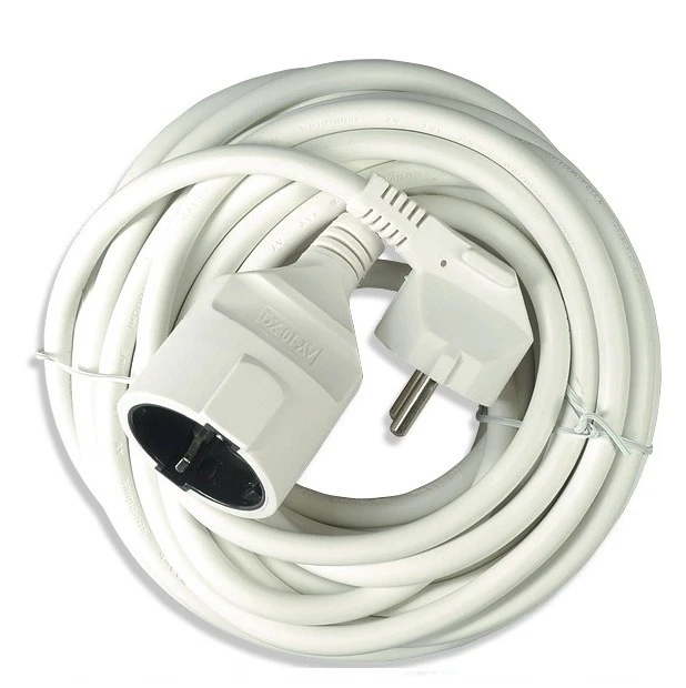 ARCAS 5 Meter Verlängerungskabel PVC Stromkabel 3x 1,50 mm² weiß Schuko Stecker