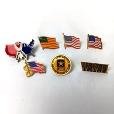 Mixed Lot Patriotic American Flag Pins Military Support WW2 US Army 9/11 No Back