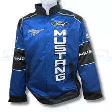 Ford Mustang 5.0 Blue Automotive Racing Windbreaker Jacket Official Licensed
