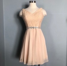 Star Box Formal Champagne Beaded Bodice+Belt Dress Size XS. Excellent Condition!