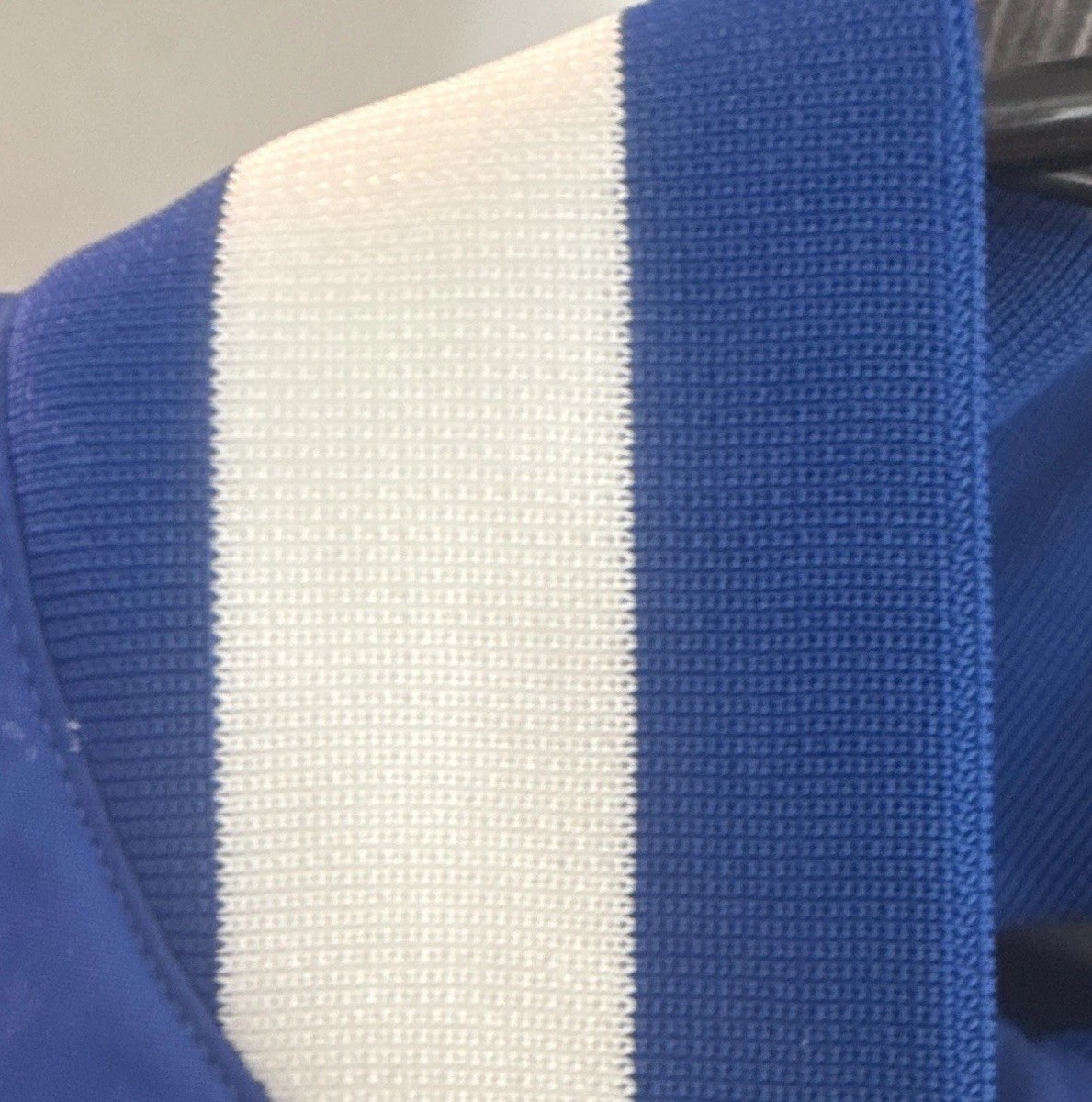 adidas Men's Blue Bomber Jacket L Lined Snap/Zip Logo Striped Band Collar View 2