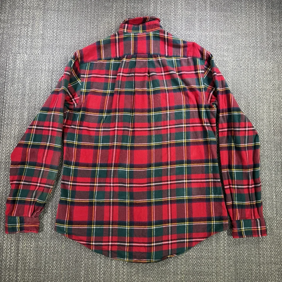 Polo Ralph Lauren Franela Vacaciones Camisa Hombres M Rojo Tartán Cuadros Gamuza Codo Parche Foto 4 de 4