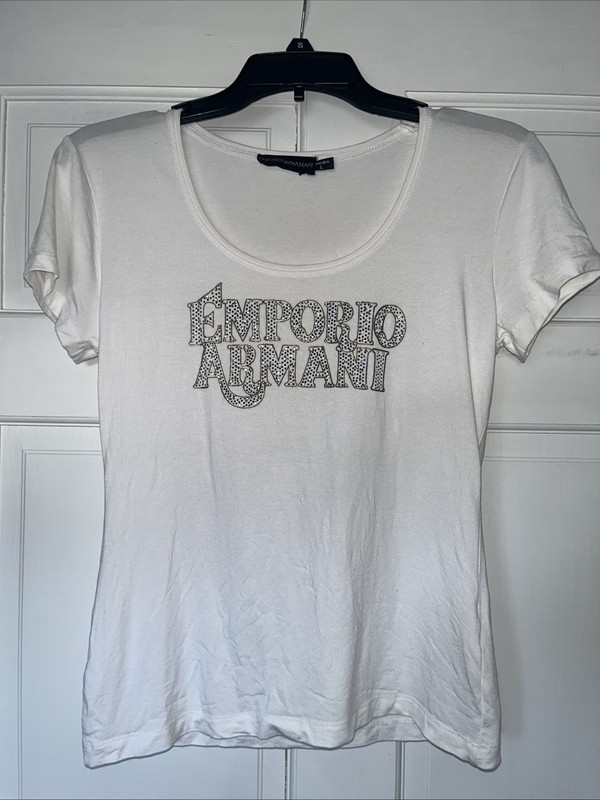 Emporio Armani Women's Scoop Neck Tshirt Size Large White