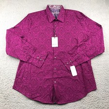 Robert Graham Bayview Woven Shirt Mens XL Classic Berry Damask Print NEW NWT