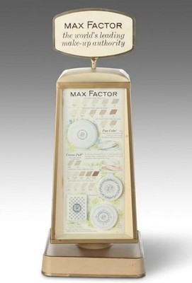 VTG Max Factor Cosmetics Counter Display - Pan-Cake, Pan-Stik & More RARE HTF!
