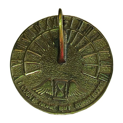 #ad Vintage Brass Mini Sun Dial I Count None But Sunny Hours Natural Sun Clock $22.39