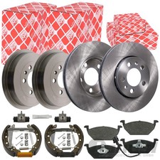 FEBI BREMSSCHEIBEN+BELÄGE VORNE+BREMSTROMMELN+BREMSBACKEN SET HINTEN für VW POLO