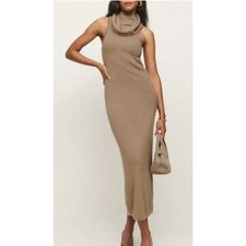 REFORMATION Kacey Musgraves Simone Wool Sweater Dress in Tan Size Medium