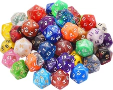 AUSTOR 56 Pieces 20 Sided Dice Set Mix Color D20 Dice Polyhedral Dice Assortment