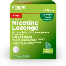 Amazon Basic Care Nicotine Polacrilex Lozenges, 4 mg, 144 Count (Pack of 1) 