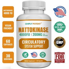 Nattokinase 4000FU Per Serving  Heart Circulation Blood Vessel  90 Caps USA