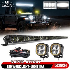 Dual Row 52inch Led Light Bar3 Pods Wire Kit For Jeep Wrangler Jl Gladiator Jt