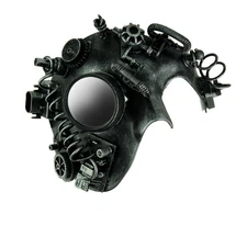 Scratch & Dent Metallic Silver Steampunk Phantom Adult Costume Mask