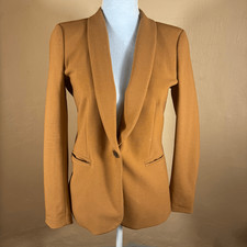 J.Crew Camel Wool-Blend Blazer Polka Dot Lining Size 2