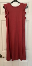 Old Navy Dress Large Tall Red Flutter Sleeve Aline Stretch MIDI