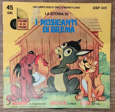 LP 45 giri ''Walt Disney Disco+Libro ''I Musicanti di Brema''! Raro! Occasione!