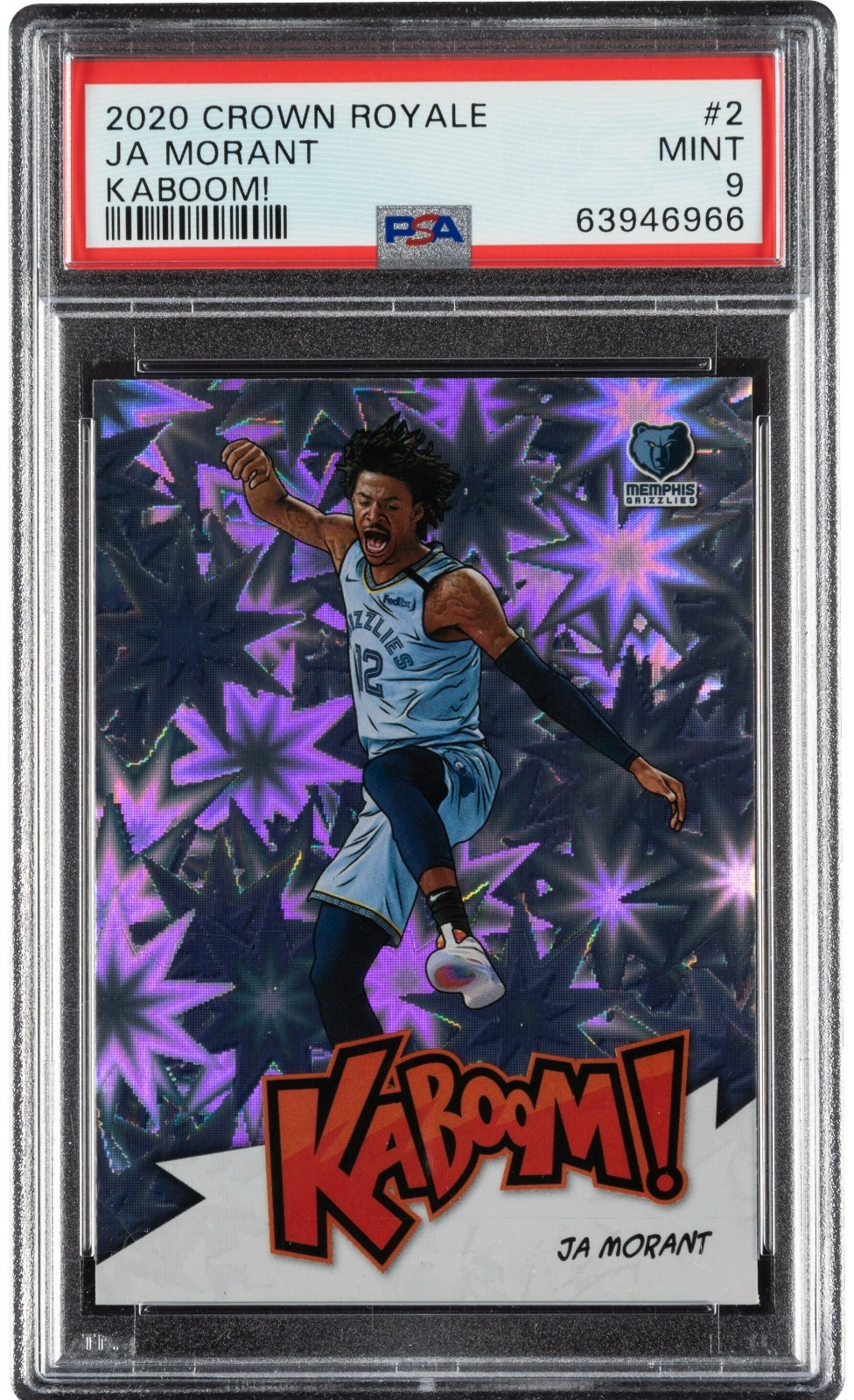 Ja Morant 2020 Panini Crown Royale Kaboom! #2 PSA Mint 9 SSP