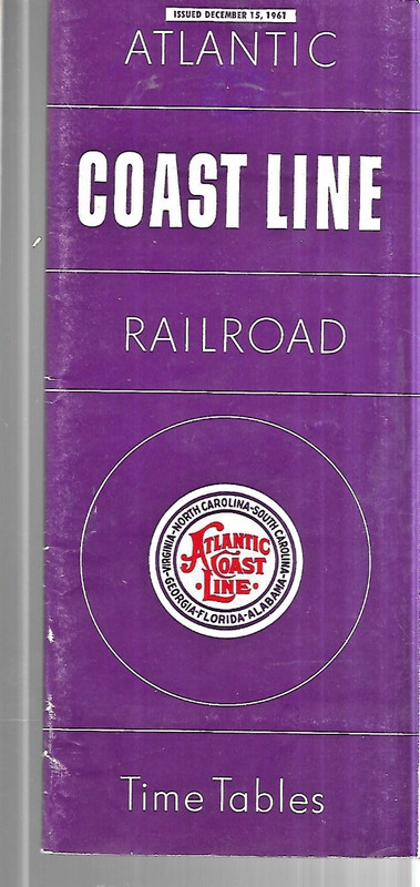 ACL ATLANTIC COAST LINE  SYSTEM TIME TABLES 12/15/1967N