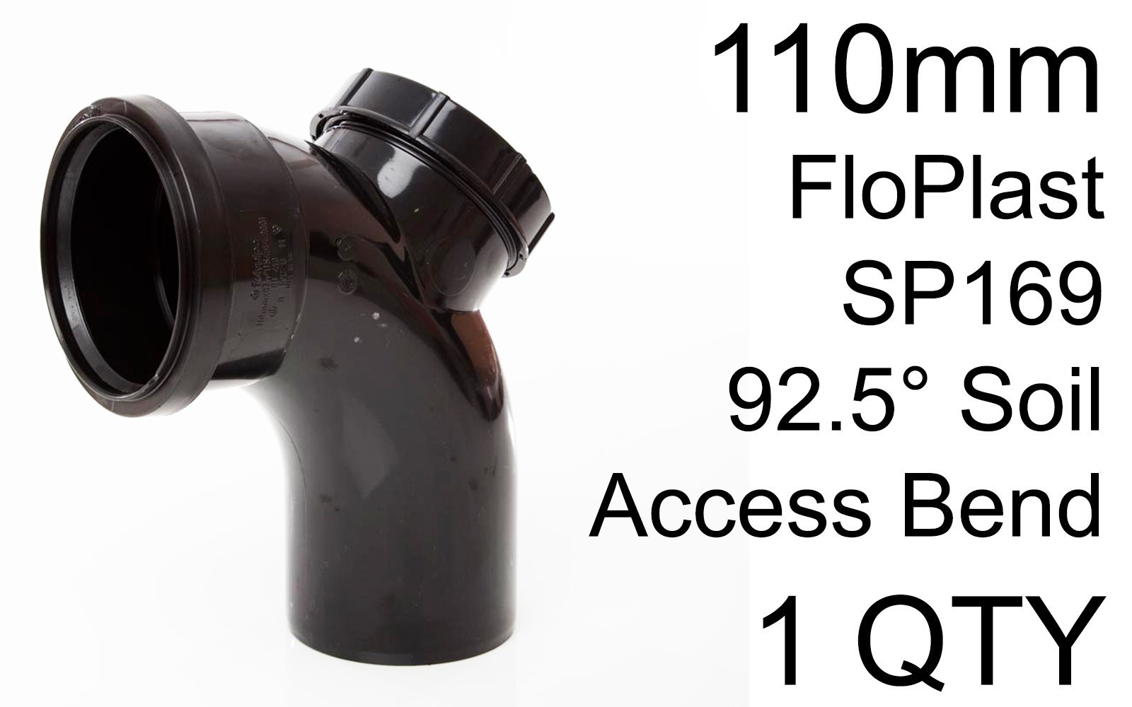FloPlast 110mm Soil Access Bend 92.5' Black - Image 2
