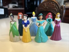 7 Disney Princesses PVC Figures Cake Toppers Snow Cinderella Ariel Belle Jasmine