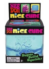 Nee Doh Squeeze Ball Nice Cube Super Solid Squish Blue 3 in Gel Stress Toy