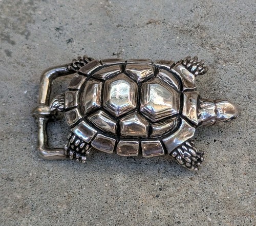 ALEXANDER'S (Kalifano) Esterlina De Colección '98 Tortuga Artesanal EE. UU. 1" Hebilla de Cinturón - Imagen 1 de 9