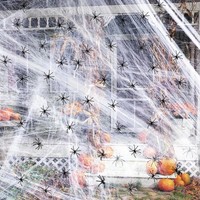 Halloween Deko Spinnennetz 100G Mit 30 Spinnen FüR Innen AußEn Garten Party