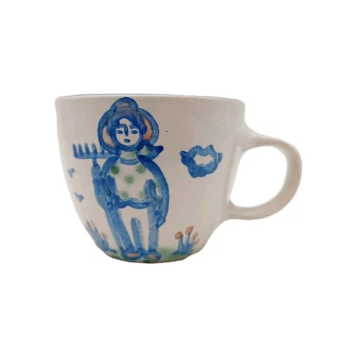 M.A. Hadley Pottery Tea Coffee Cup Mug Farmer Rake