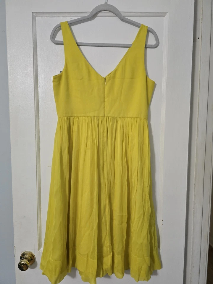 J.Crew Silk Sleeveless Dress Size 12 Yellow V-Neck A-Line Wedding Party - Image 2 of 4