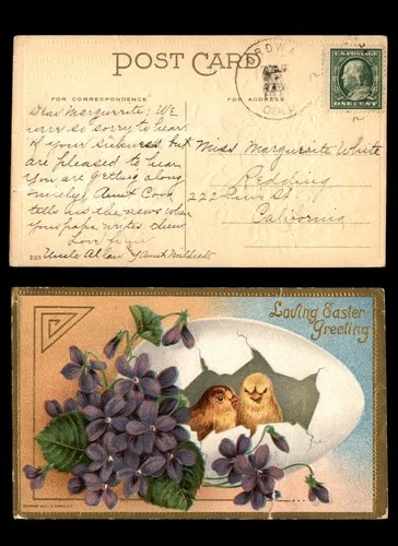 Mayfairstamps US 1910s Colorado loving Easter greetings to Redding CA Post Card