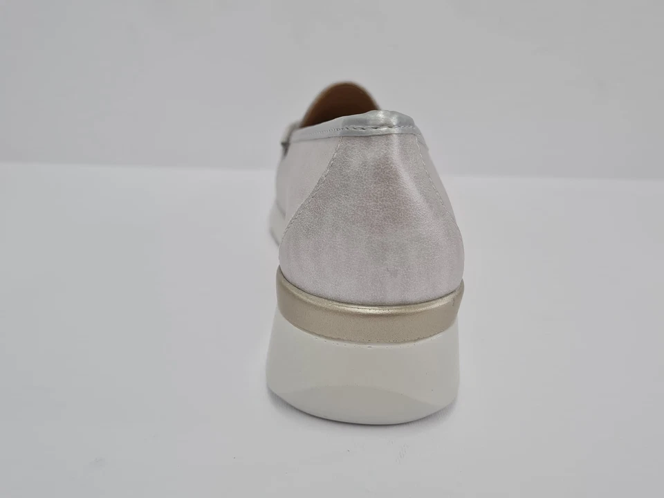 Stile di Vita Mocassino Donna con Zeppa e Plantare Estraibile - 1007 (Argento/Bi - Immagine 3 di 4