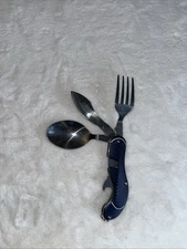 Camping Multi Tool Utensil Pocket Knife Cutlery Fork Spoon Knife Bottle Opener