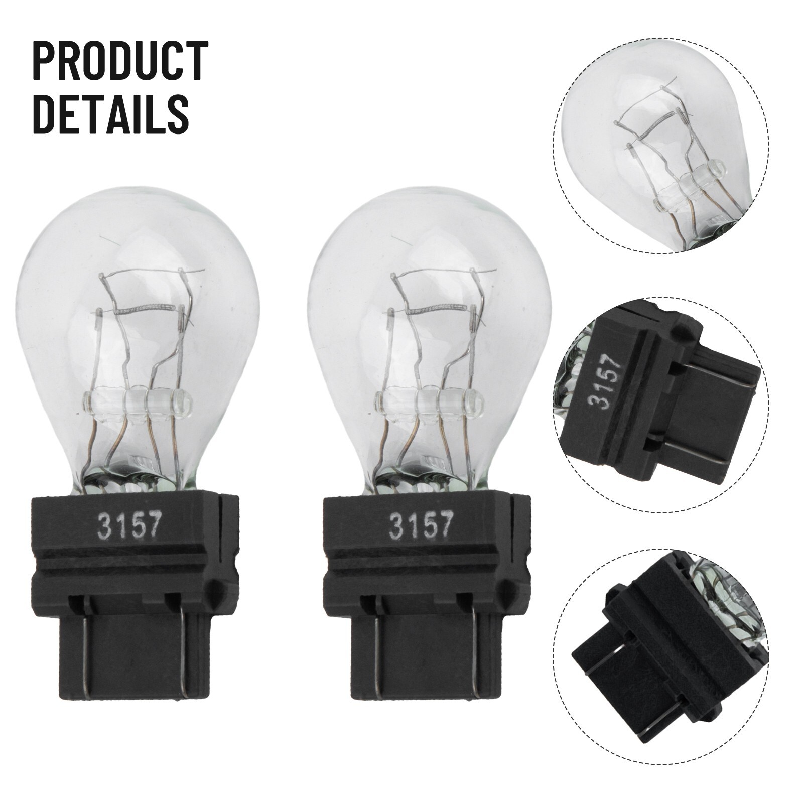2 Pack 3157 12V 21/5W Clear Shell Tail Signal Brake Light-Bulbs Replacement NEW