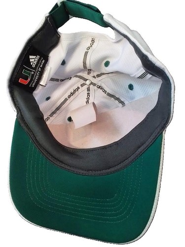 Adidas Miami Hurricanes Slouch Cap cappello bianco regolabile NCAA Sideline logo U nuovo con etichette - Foto 3 di 4