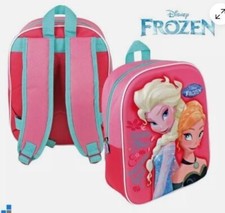 Disney Frozen 3D Anna + Elsa Backpack School Bag Carry Handle Adjustable Straps